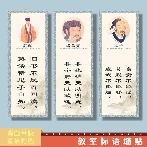 印刷好名人名言的学校整面文化墙