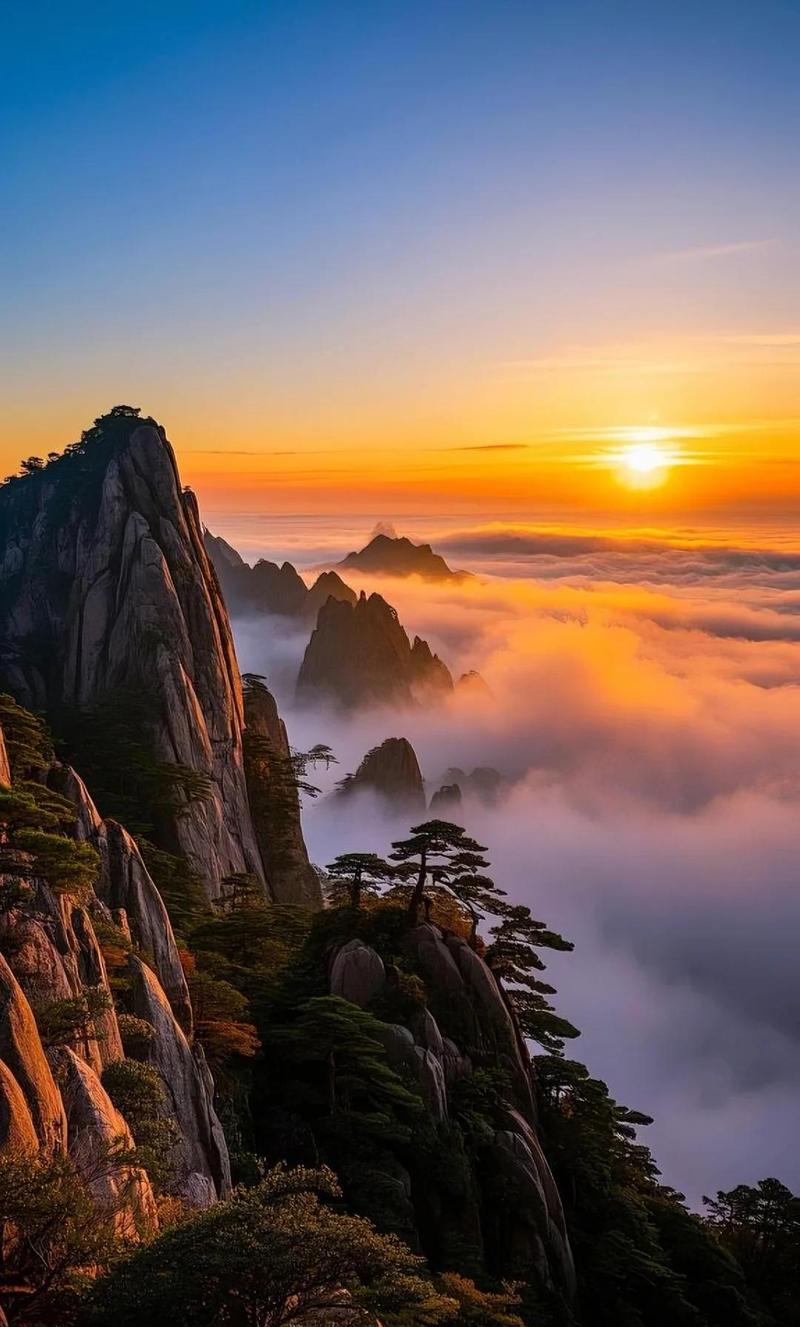 黄山日出云海全景