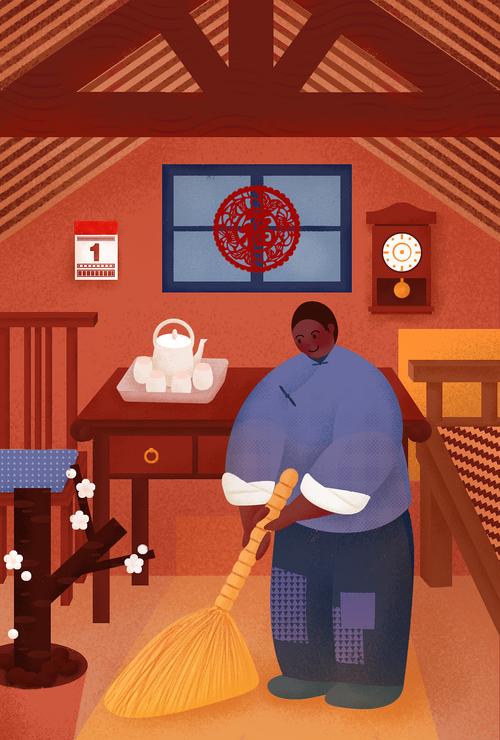 普通家庭遗产管理人清点老人遗物场景插画
