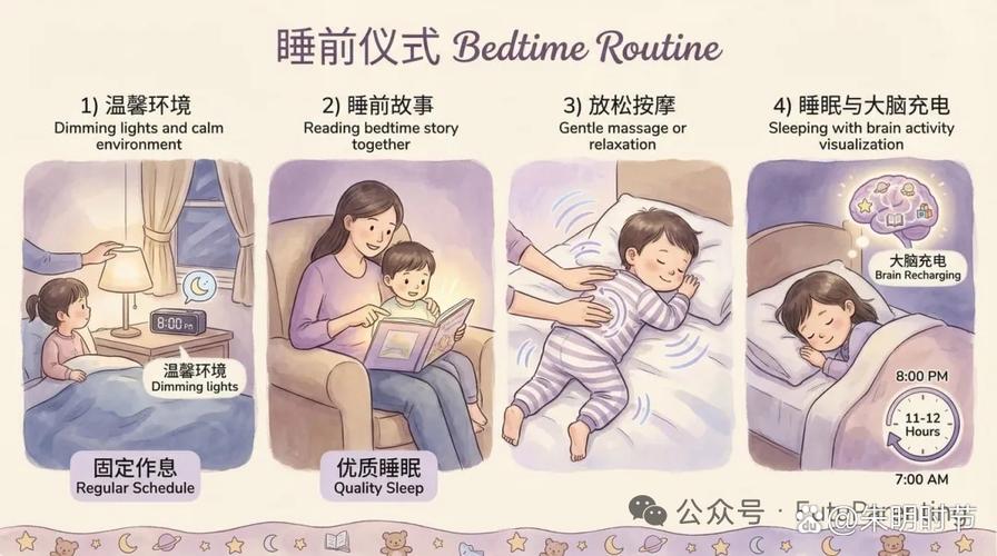 温馨灯光下妈妈给婴儿温柔按摩进行睡前仪式