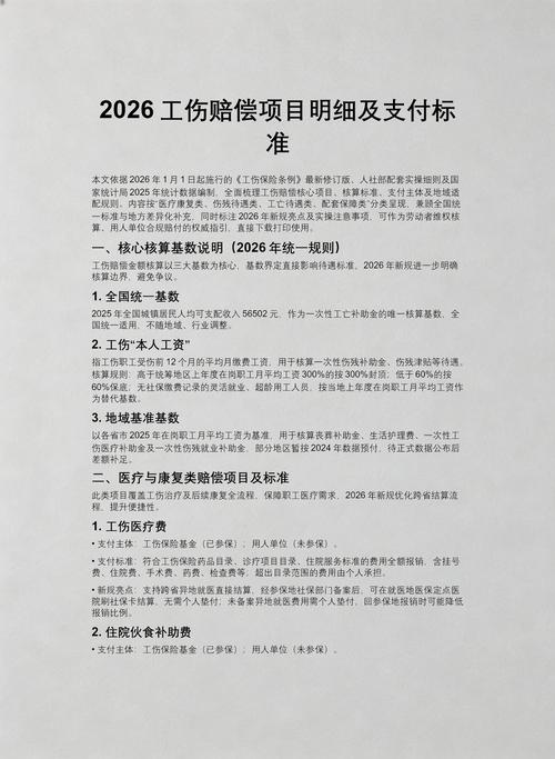 工伤赔偿项目明细对照表