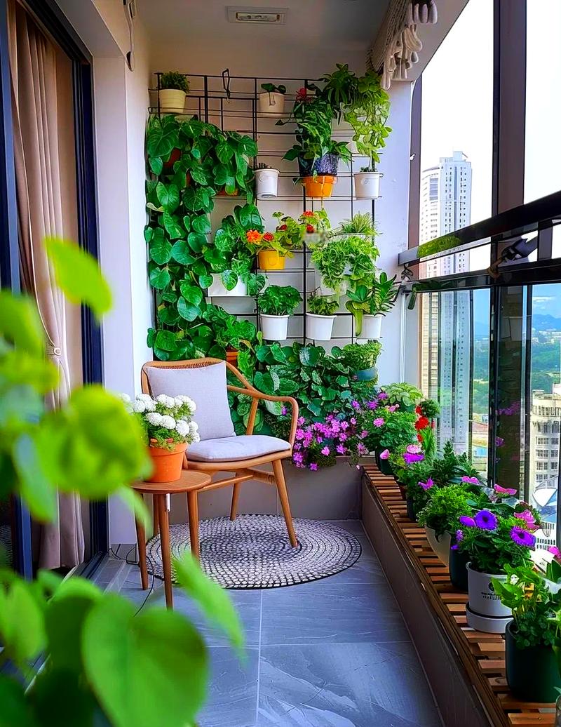 小户型阳台垂吊绿植摆放实景图