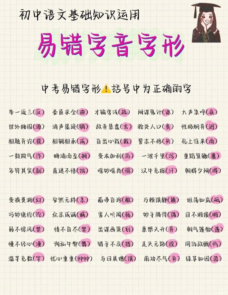 中学生语文错题本字音字形整理示例