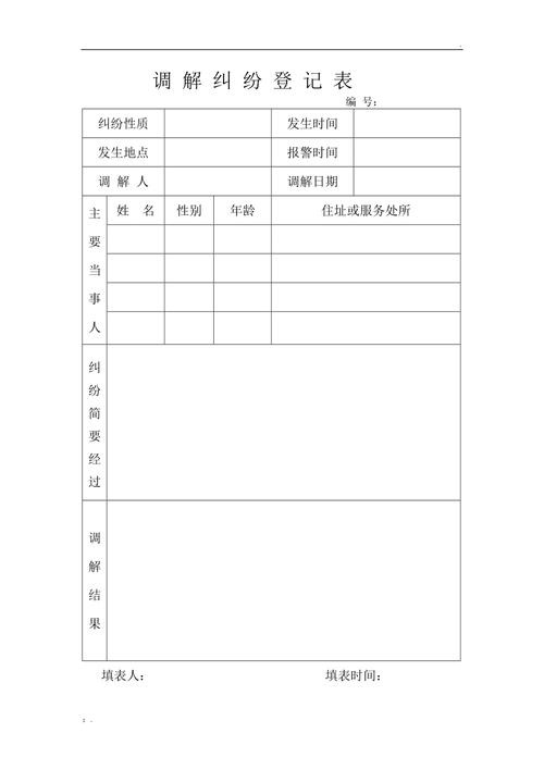人民调解员调解家庭矛盾记录表格