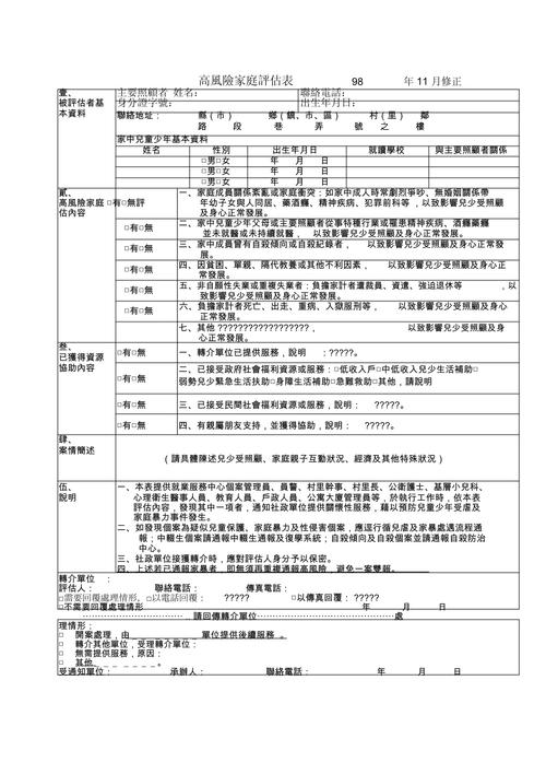 家庭暴力前兆风险自查表