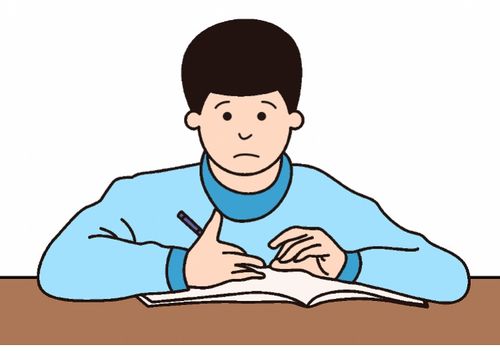 小学生做作业迷茫表情插画
