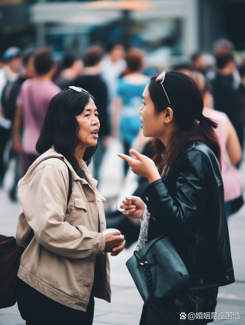 街头摄影师微笑与路人交流