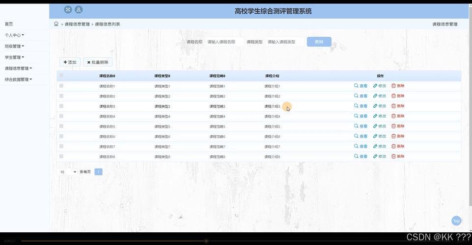 大学课程匿名评价系统界面截图