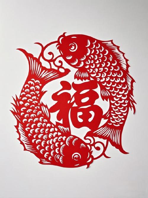 民间老艺人手工剪纸百福锦鲤原稿