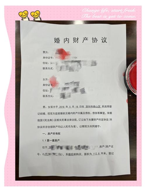 夫妻在家签署财产协议签字特写镜头
