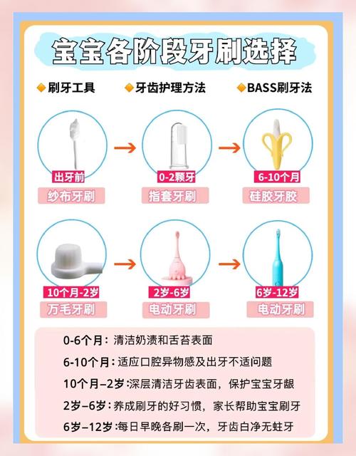 婴幼儿分月龄出牙护理工具对比图