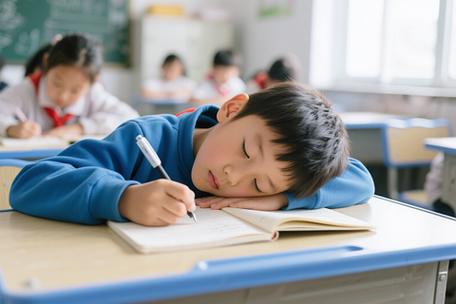 学生趴在教室后排写私密日记场景