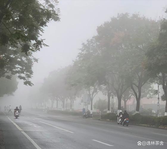 雾霾天城市灰蒙街景