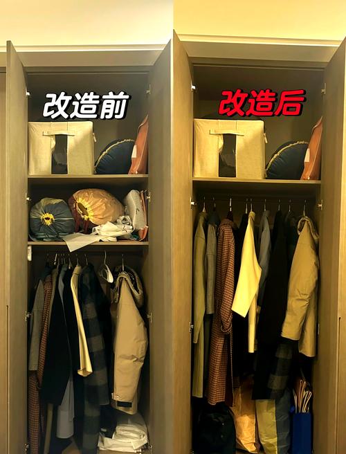 网红卧室衣柜收纳整理前后对比图