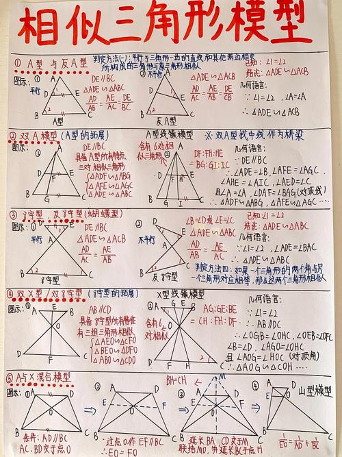初中生草稿本上相似三角形错题涂鸦