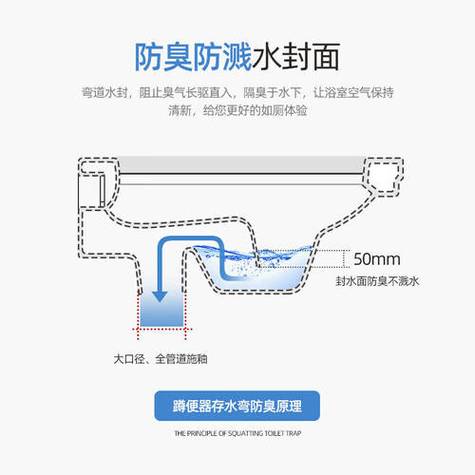 带存水弯蹲便器内部结构剖面图