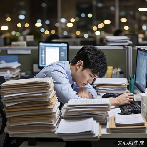 高校行政人员疲惫地加班