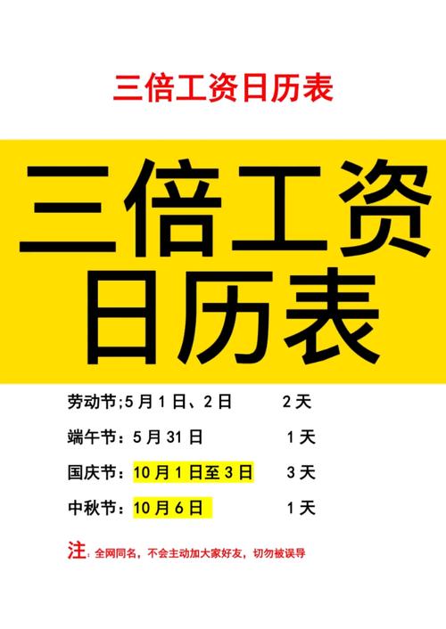 中国法定节假日工资三倍计算表
