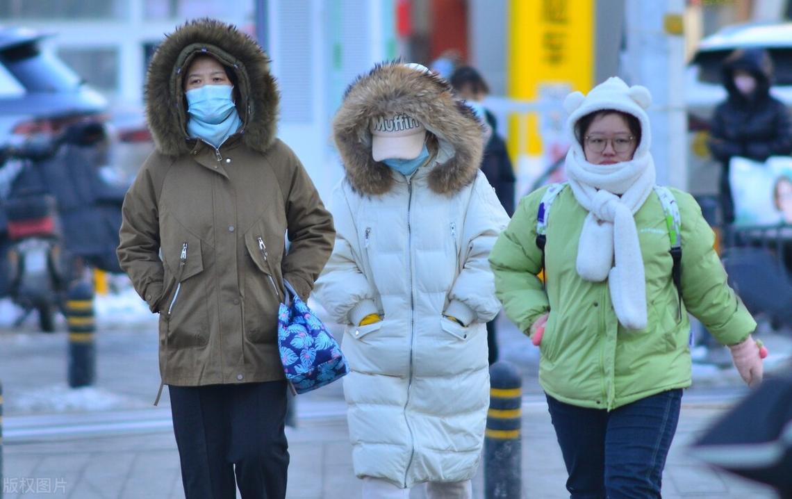 北方冬季街头行人日常穿衣实拍