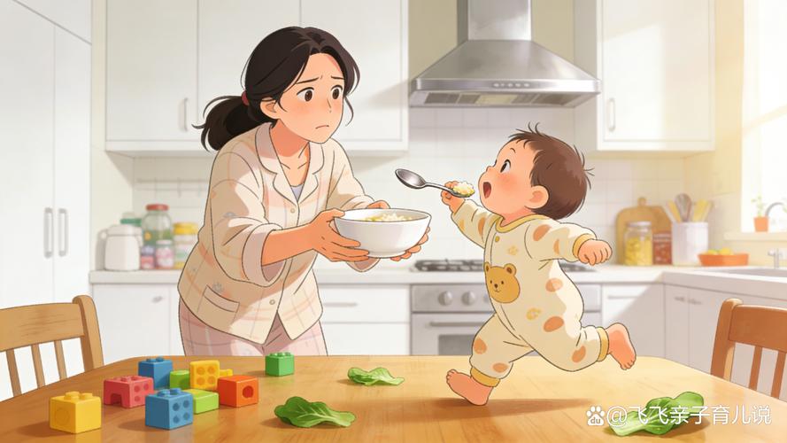 家长追喂孩子挑食场景图