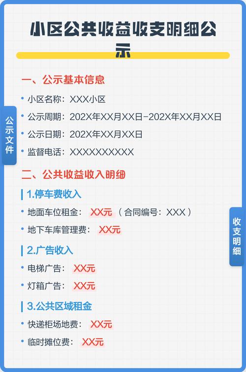 民法典小区公共收益公示模板