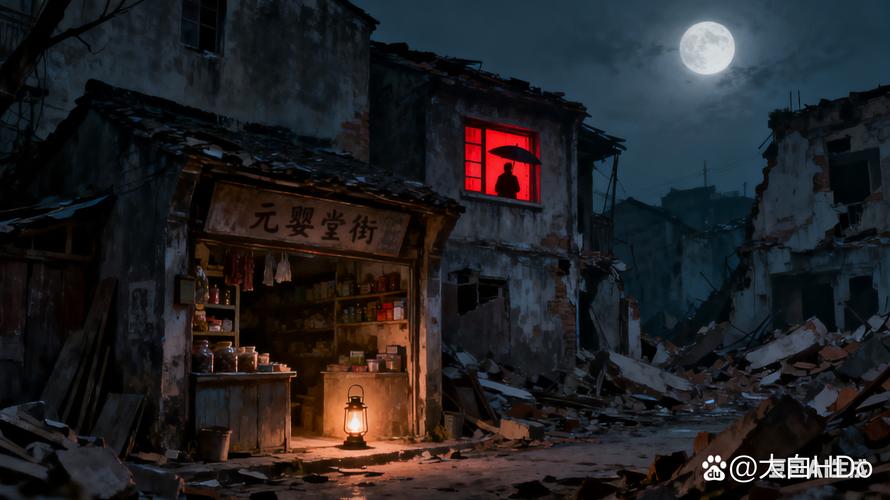 老城区贴了拆迁公告的临街老式杂货铺