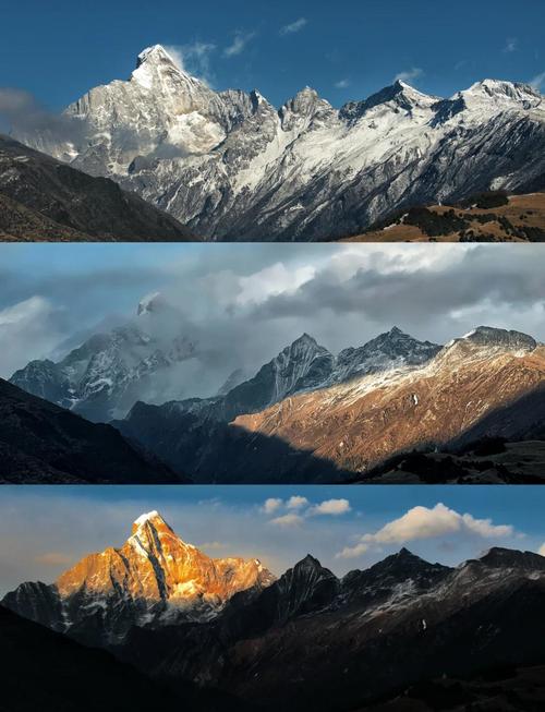 四姑娘山猫鼻梁远眺四姑娘山雪峰