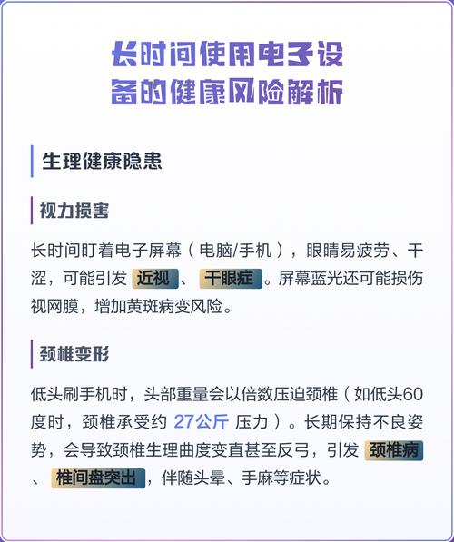 每日电子屏幕时长健康风险对照表
