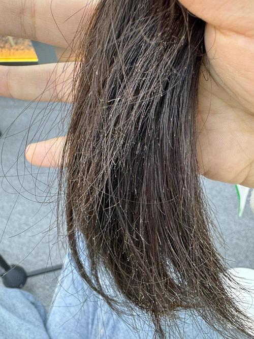 女孩懊恼看着分叉发尾