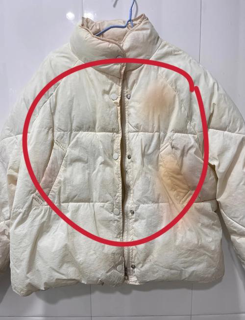 软毛刷顺着羽绒服面料纹理刷领口污渍的实拍
