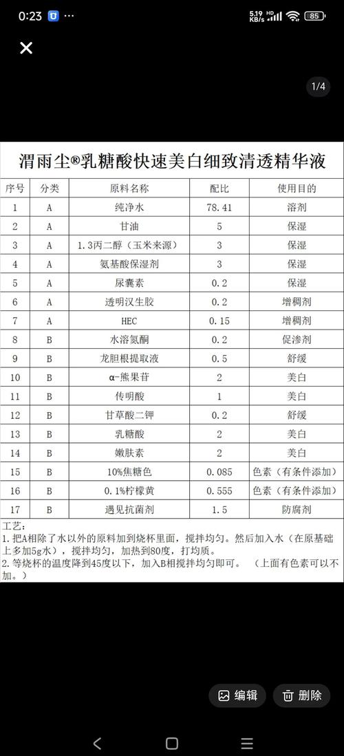 护肤品成分表清洁成分排序示例图