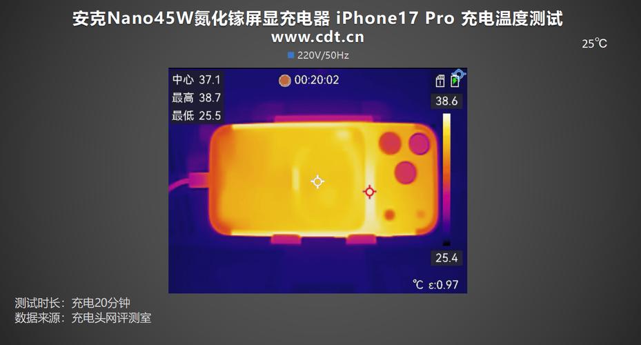 手机快充充电发热红外热成像对比