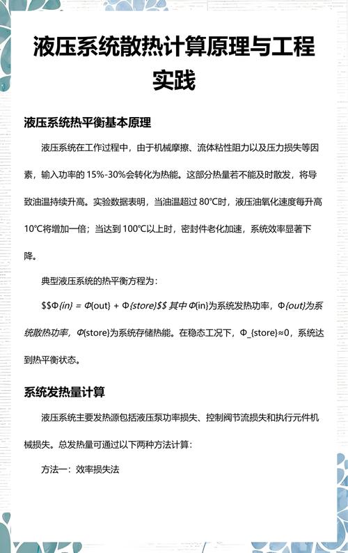 液压设计热平衡计算草稿实拍