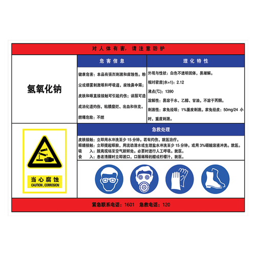 化工厂氢氧化钠储存区域安全警示标识图