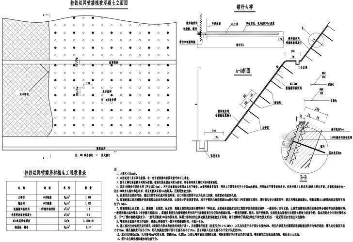 边坡喷锚支护锚杆挂网示意图