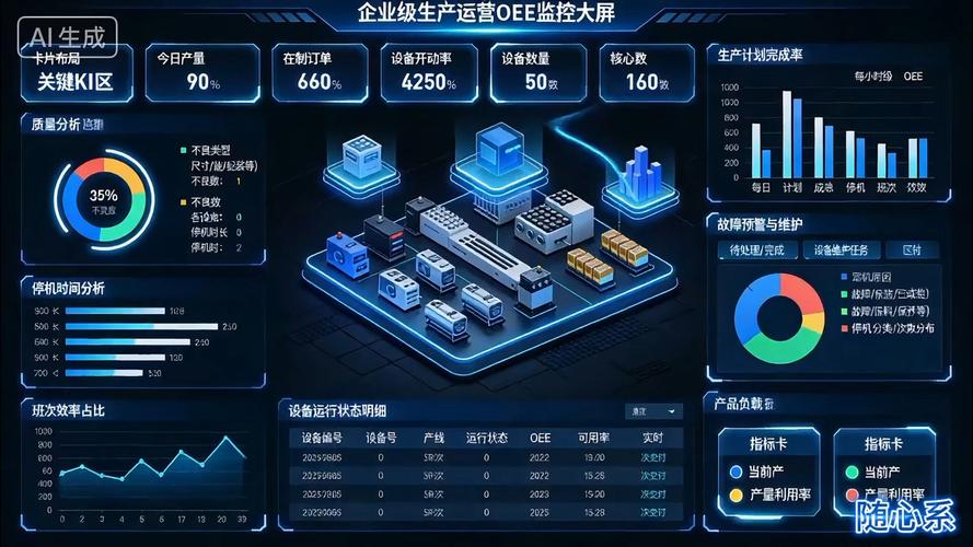 数字化工厂设备状态监控大屏实时显示OEE数据