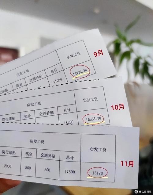上班族对着工资条核算月度固定支出的实拍图
