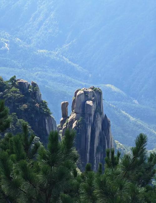 九华山花台秋日松针铺满登山石阶