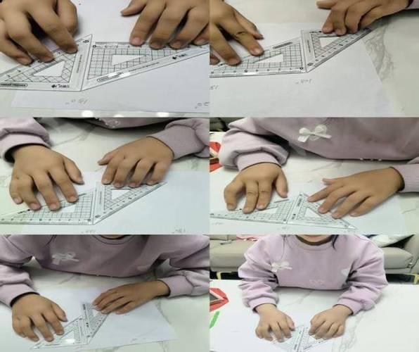 小学生剪拼三角形面积学具操作场景