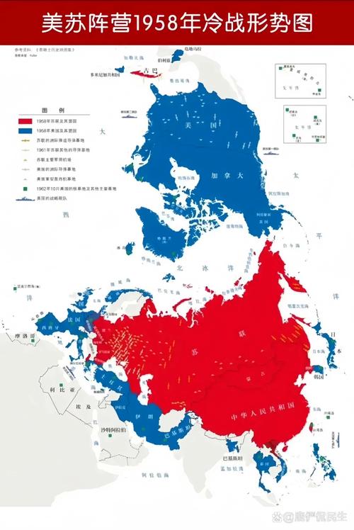 冷战时期东西方阵营地图对同一地区的不同标注对比图