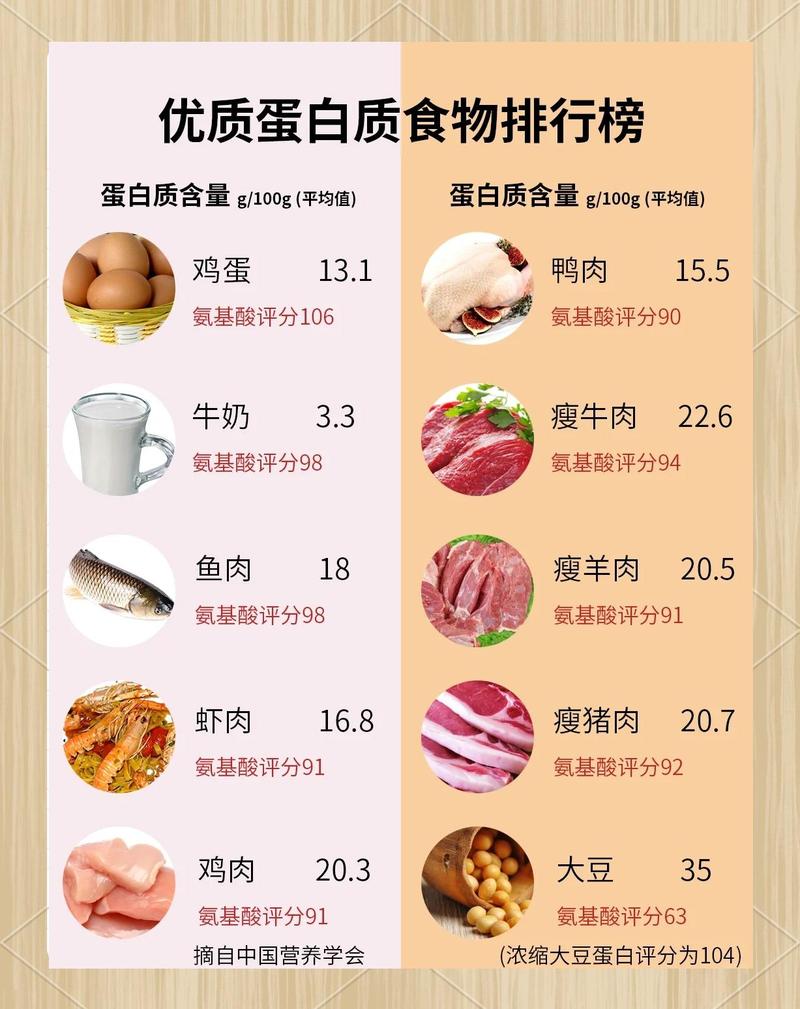 常见食物蛋白质含量对照表 老年版