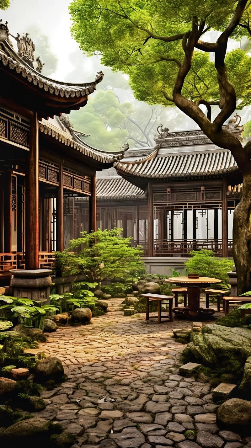 空荡的古建筑庭院