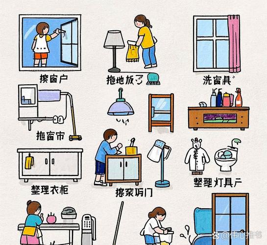 周末攒家务一口气打扫完的疲惫年轻人