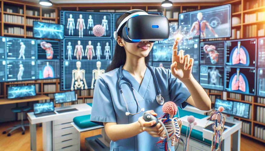 学生使用VR虚拟实验室进行生物解剖
