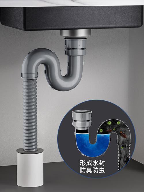厨房下水S弯水封高度实拍对比图