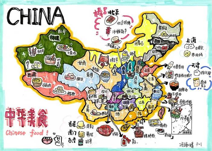 中国地域饮食口味分布手绘地图