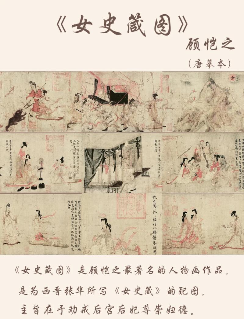顾恺之女史箴图中山川与人物比例对比图