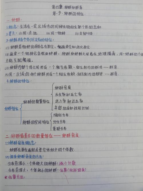 高中生物种群J型S型曲线对比手写笔记