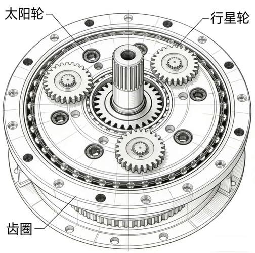 太阳轮浮动式行星齿轮结构图