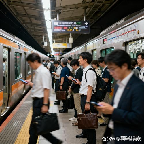 早高峰地铁上戴无线耳机的通勤上班族
